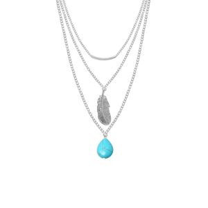 bijoux de créateur pour femmes designer de luxe plume lasso turquoise perles grandes feuilles, collier multicouche pour dames nouvelle mode multicouche