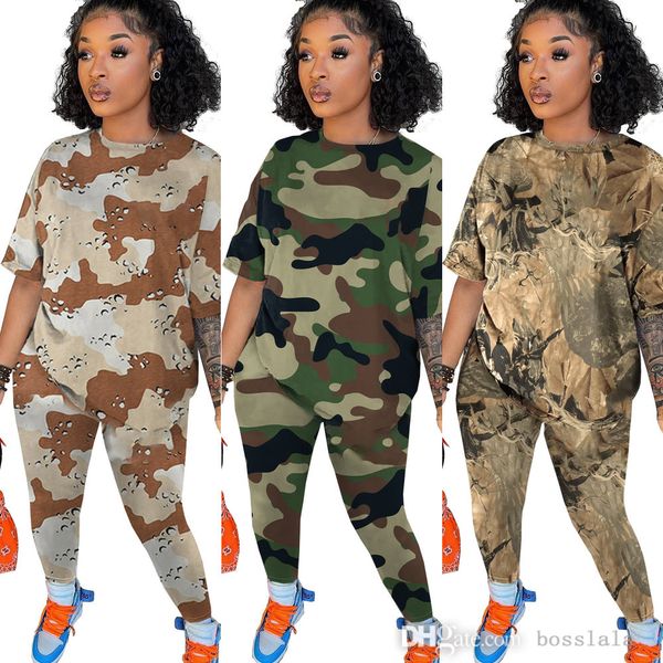 Designer Jogger Costumes Plus Taille 4XL Été Femmes Marque Survêtements Camouflage Tenues T-shirt À Manches Courtes Shorts Deux Pièces Ensembles