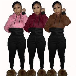 Designer Jogger Suits Femmes Automne Hiver Survêtements Plus la taille 4XL Tenues Sweat à capuche et pantalons Ensembles de deux pièces Casual patchwork Survêtements Vêtements de gros 6450