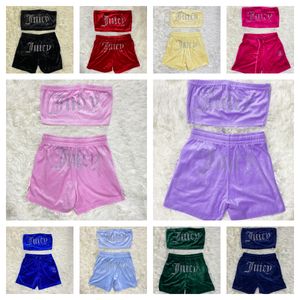 Designer Juicy Tracksuit Women Summer SweatSuit Dames Tweede stuk set wrap borst shorts Pak Nightclub Groothandel items Bulk loten vrouwen 353