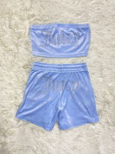 Designer Juicy Tracksuit Femmes Summer Swensuit Femmes Two Piece Set Wrap Corte Shorts Suit Bage Night Club