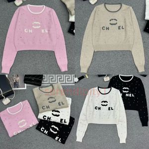 Designer Jumper Sweaters Femmes Tricot Pull Vêtements Mode Pull Femme Heavy Diamant Clouté Plein Diamant Lettre Courte Pin Top Base Pull