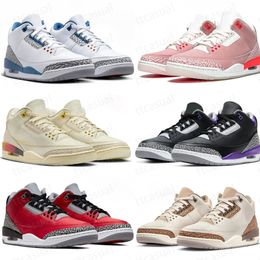 Designer Jumpman 3 Chaussures de basket-ball 3S Hommes Formateurs Femmes Baskets Palomino Wizards Ciment blanc Lucky Green Desert UNC Knicks Chaussures de sport en plein air 36-47