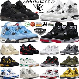 Con caja 4 zapatillas de baloncesto para hombre y mujer 4s Military Black Cat Bred Reimagined Sail Red Cement Yellow Thunder White Oreo Cool Grey University Blue Pink Sport Sneaker