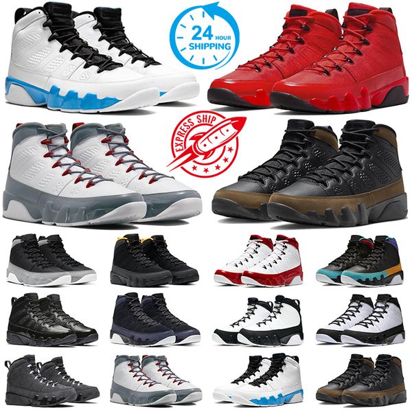 OG Jumpman 9 Powder Blue Hommes Chaussures de basket-ball 9s Fire Red Light Olive Chili Particules rouges Gris Bred Brevet Gym Rouge Baskets de sport pour hommes