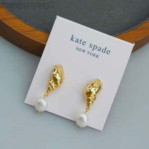 Kate Spad – bijoux de styliste Ks, boucles d'oreilles en conque dorée, pendentifs en perles véritables, en laiton galvanisé, en or véritable
