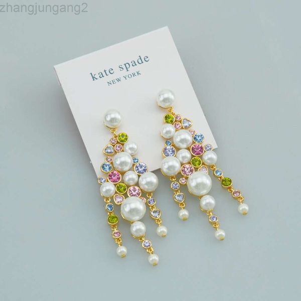 Créatrice de bijoux Kate Spad, nouvelle palette de couleurs, matériau en cuivre texturé, grandes boucles d'oreilles en perles, matériau en cuivre texturé galvanisé, or véritable 18 carats, pompon élégant E