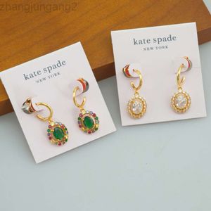 Kate Spad – bijoux de styliste, aiguille en argent S925, KS, industrie lourde, boucles d'oreilles ovales en Zircon, couleur bonbon, sélection de deux couleurs