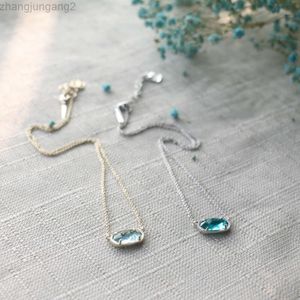 Ontwerper Kendras Scotts Sieraden k Temperament Elisa Modieus Elliptisch Geometrisch Transparant Oceaanblauw Glas Ketting Dames Sieraden Modieuze Collarbo