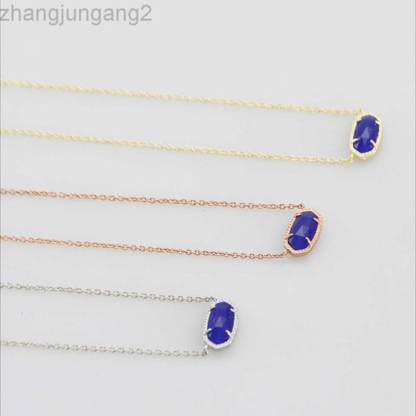 Créateur Kendras Scotts Neclace Bijoux Instagram Minimaliste Ovale Bleu Oeil de Chat Pendentif Collier Chaîne de Cou Chaîne de Clavicule