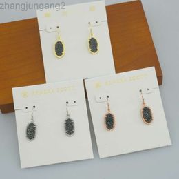 Créateur Kendrascott Neclace bijoux Ke bijoux Lee ovale noir cristal dent pierre pendentif boucles d'oreilles crochets d'oreilles