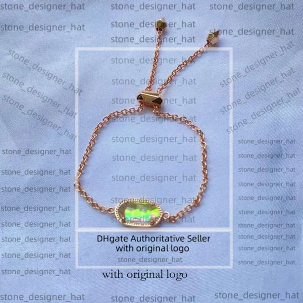 Designer kendrascott bijoux kselaina rose cristal dents bracelet en verre coloré géométrique en cristal ovale grappe de traction réglable 2f74