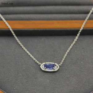 Ontwerper Kendrascott Neclace Jewelry Instagram Minimalistisch Oval Transparant Blue Sandstone Pendant Korte Kendras Scotts kettinghalsketting Collarbone ketting