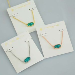 Designer Kendrascotts KS Sieraden insks Minimalistisch Oval Deep Sea Blue Transparant Glass Korte ketting Nek Collarbone ketting