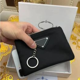 Designer chaveiro bolsa de lona de náilon homens mulheres mini carteiras preto zip bolso bolsa amante chaveiros porta-cartões chaveiro moda