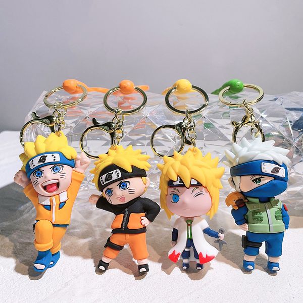 Accesorios de llavero de diseñador Cadena de llave Naruto para hombres Muñeca de plástico blando Naruto Silicona CARRITA CARRA CAQUER