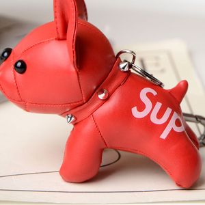 Porte-clés de créateur bouledogue français, accessoires, sac à dos, pendentif en cuir, chiot, pour couples masculins et féminins, cadeaux d'anniversaire, poupée mignonne