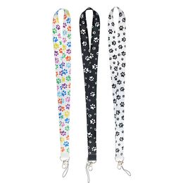 Porte-clés design Kawaii Cat Paw Lanyard Mignon Noir Blanc Sangle De Cou Pour Badge De Carte Gym Porte-clés Lanière Porte-clés DIY Corde Suspendue Accessoires De Téléphone