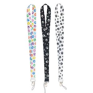 Llavero de diseño Kawaii Cat Paw Lanyard Lindo Negro Blanco Correa para el cuello para tarjeta Insignia Gimnasio Llavero Cordón Llavero DIY Cuerda colgante Accesorios para teléfono