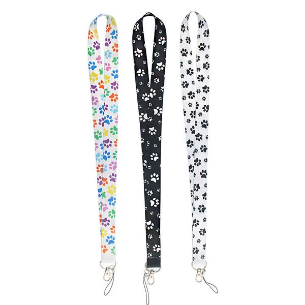 Llavero de diseño Kawaii Cat Paw Lanyard Lindo Negro Blanco Correa para el cuello para tarjeta Insignia Gimnasio Llavero Cordón Llavero DIY Cuerda colgante Accesorios para teléfono