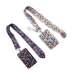 Diseñador Llavero Cordón Multicolor Corazón Correa para el cuello Cordón para tarjeta de identificación de llave Correas para teléfonos móviles Titular de la insignia USB Cuerda para colgar Cordones Lariat