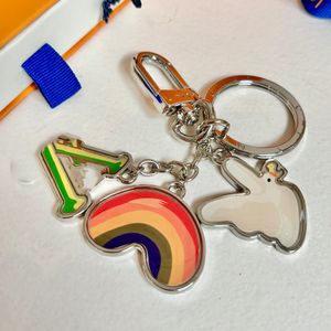 Designer Keychain Women V Letters Designers Keychain Wallet Top Llavero auto Key Chain Men Buckle sieraden Regenboog Keyring Keychains Lanyards Lanyards