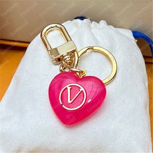 Designer sleutelhanger dames roze hart sleutelhanger luxe sleutelhanger klassieke letters Portachiavi gouden ketting mode tas charme sleutelhanger