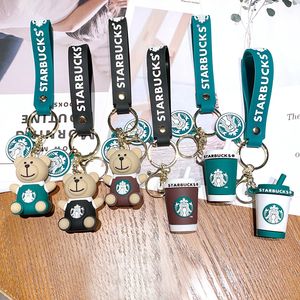 Designer Keychains Cartoon Starbucks Figuur Keyrings hanger Milk Tea Cup cartoon driedimensionale figuur auto sleutelhanger keten hanger