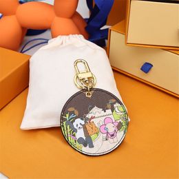 Porte-clés de créateurs Mode Femmes Porte-clés Rond En Cuir Tournesol De Luxe Porte-clés Sac À Main Pendentif Porte-clés Cadeaux De La Saint-Valentin