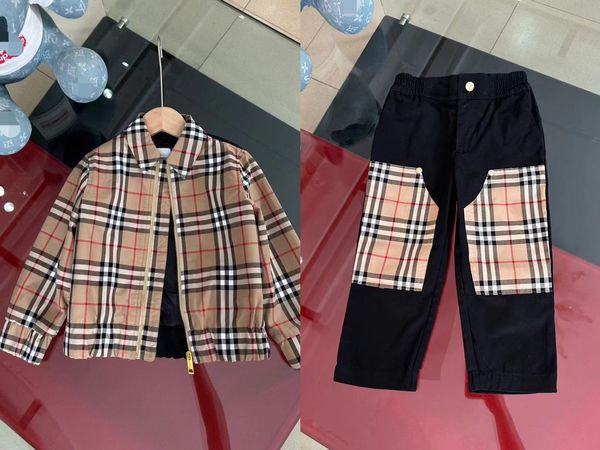 Conjunto de ropa de diseñador para niños, ropa de moda para niñas pequeñas de color marrón, chaquetas y pantalones al por mayor, conjuntos de ropa de moda para niños de 100-160 cm