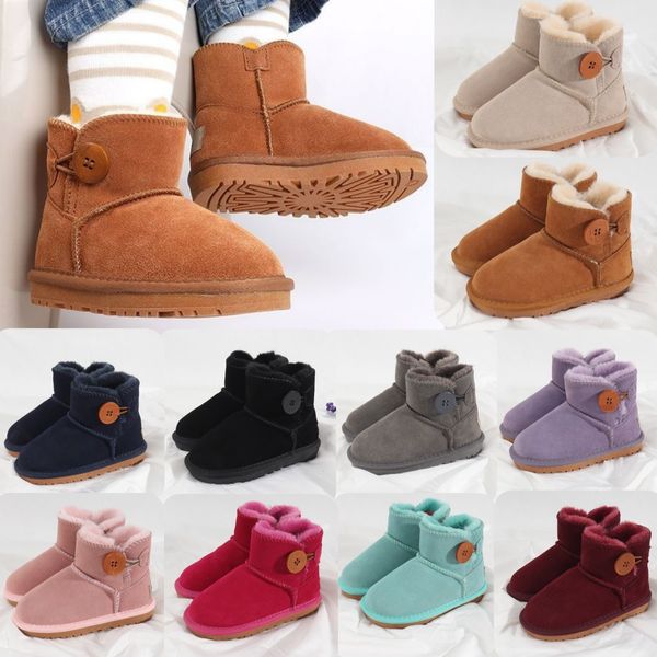 Botas de diseñador para niños Australia niños Botines de invierno para niñas Botas de nieve bajas clásicas australianas piel corta castaño negro rosa niño niña zapatos uggi