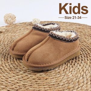 Bottes de créateurs pour enfants, pantoufles Tasman, tazz, bottes pour bébés, graines de moutarde, mini bottines de neige, garçons et filles, chaussures sherpa moelleuses en peau de mouton australienne pour enfants, marron