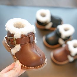 Designer kinderlaarzen peuter lederen schoenen laarsjes baby meisjes jongens winter warme katoenen sneeuwschoenen zachte antislipzolen EUR16-25