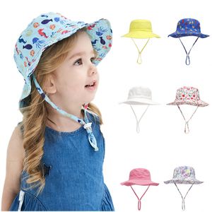 Designer Kids Emmer Hat Cap 0-6 jaar Baby jongens meisjes mooie bloem dieren vissen zon hoed ademende opvouwbare strandjurk hoofddeksel