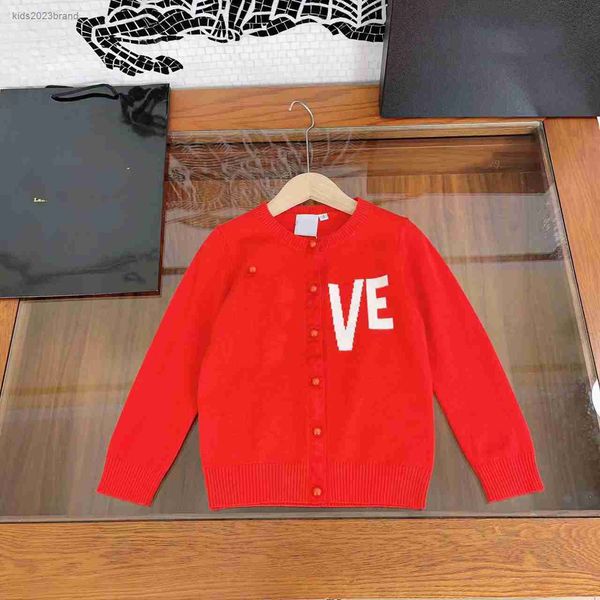 Diseñador Kids Cardigan Contrast Carta Jacquard Design Sweater Baby Sweater Sweater 110-160 cm de manga larga Jacket de manga de julio 28 de julio