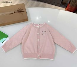 diseñador niños cardigan moda encantador bebé rosa Suéter de punto Tamaño 100-160 CM Hollow diamante plaid mangas bebé Chaqueta Aug16