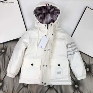 designer donsjack voor kinderen mode baby winterkleding maat 110-150 cm 2 stuks kleurrijke gestreepte voering donsjas met capuchon voor jongens aug30