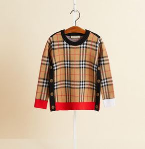 Designer Kids Plaid Sweater 2020 Enfants Doublebreasted Trined Pullor Pullover Enfants Patchwork Color Lattice Long manche JU5495283