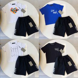 Designer Kids Sets Baby Boys Girls T-shirts Shorts Toddlers Zomer blauw Zwart Witte Kleding Childrens Girls Girls Summer Clothing Sets 2-10 jaar 85HT#