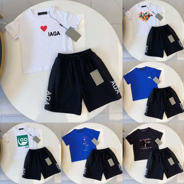 Designer Kids sets t-shirts shorts tout-petits bébé garçons garçons filles coton coton bleu vêtements blancs noirs