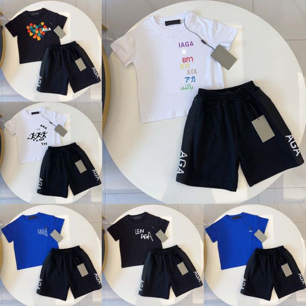 Designer Kids sets bébé garçons filles t-shirts shorts pour tout-petits étés bleu noir blanc vêtements enfants filles de vêtements d'été 2 à 10 ans m8rv #