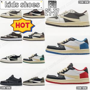 zapatos para niños pequeños 1s OG Reverse Olive Black Phantom Fragment SP low mocha niños entrenador juvenil diseñador eur 24-37