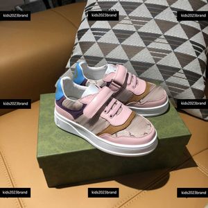 designer kinderschoenen kleurblokkering ontwerp schoenen baby effen kleur sneakers nieuwe aanbieding doos verpakking kindermaat 26-35 gratis verzending