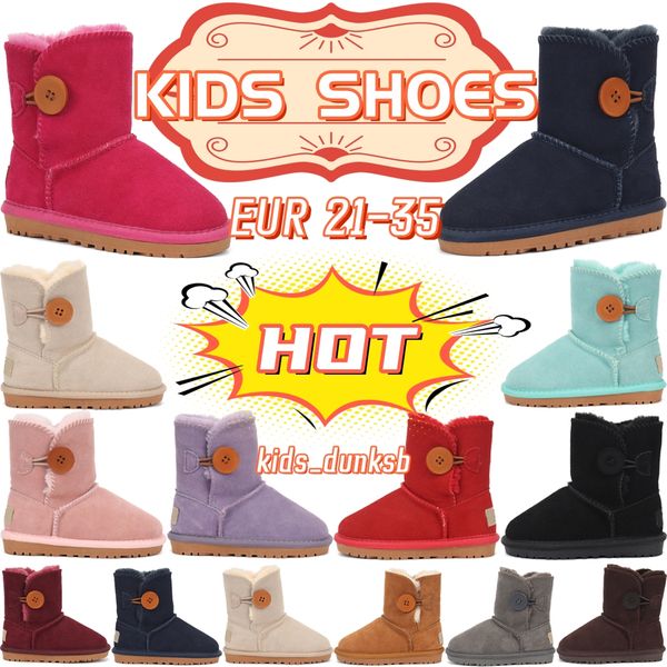 chaussures pour enfants en cuir véritable classique baskets pour tout-petits chaussures Australie jeunes enfants bébés bottes bébés garçons filles peau de vache botte de neige chaude avec Fu P6Vs #