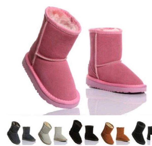 Designer Kids Boots Snow Enfants Classic Boots Boots Filles Baby Fur Boots Bottes imperméables Enfant d'hiver Slip-on Boots en cuir d'hiver Chaussures Taille 21-35