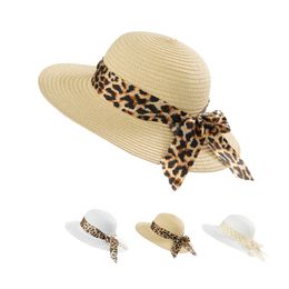 Sombreros de cubo de paja para niños de diseñador con un arco para bebés, niños y niñas, gorras de ala grande, regalo de visera de playa para sol
