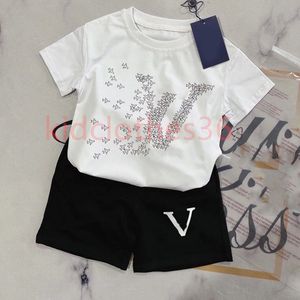 Designer Kids T-shirt gele monogram shortst childrens meisjes katoen tweedelig
