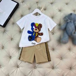 designer enfants blanc t-shirts shorts ensemble été coton imprimé manches courtes t-shirts marque bébé vêtements logo casual garçons luxe survêtement 2 pièces costume 5A vêtements