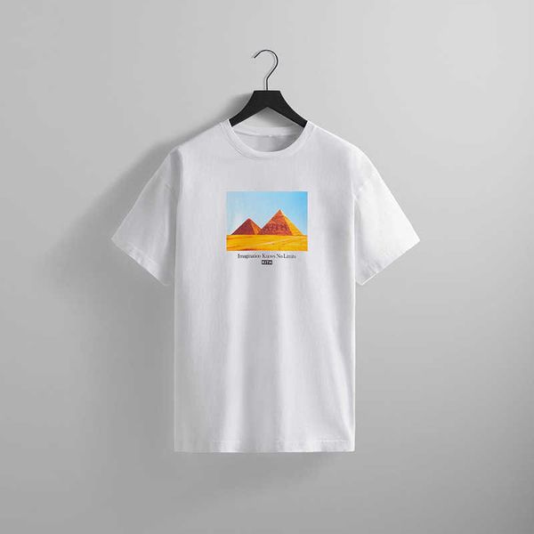 T-shirt d'été à col rond avec imprimé pyramide égyptienne Kitt Imaging de styliste
