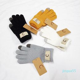 designer knit autumn solid color glove touch screen glove winter fashion mobile smartphone